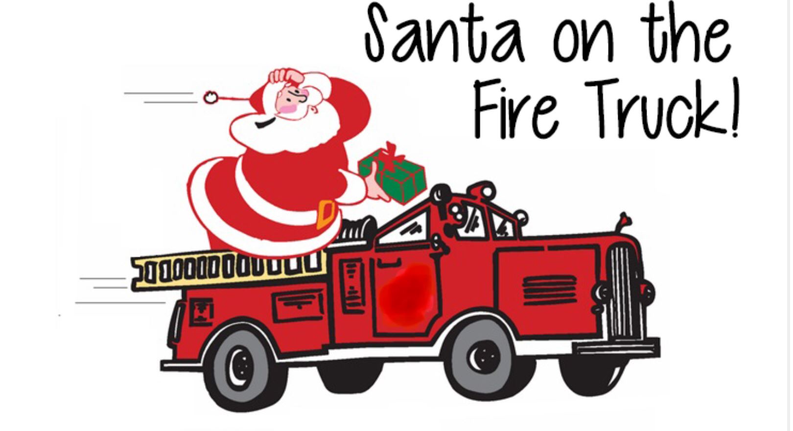 Cartoon Santa on a fire truck