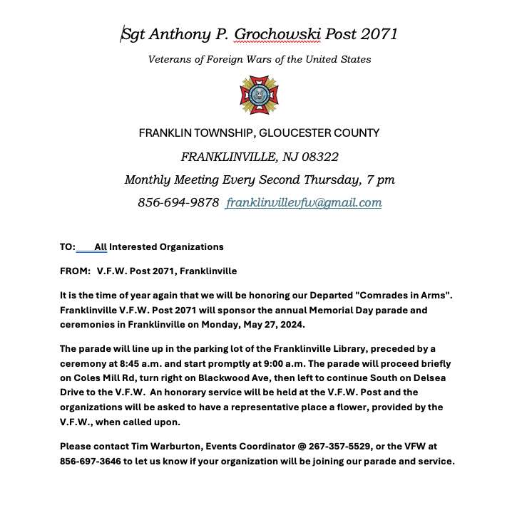 Memorial Day Parade Organization Invitation