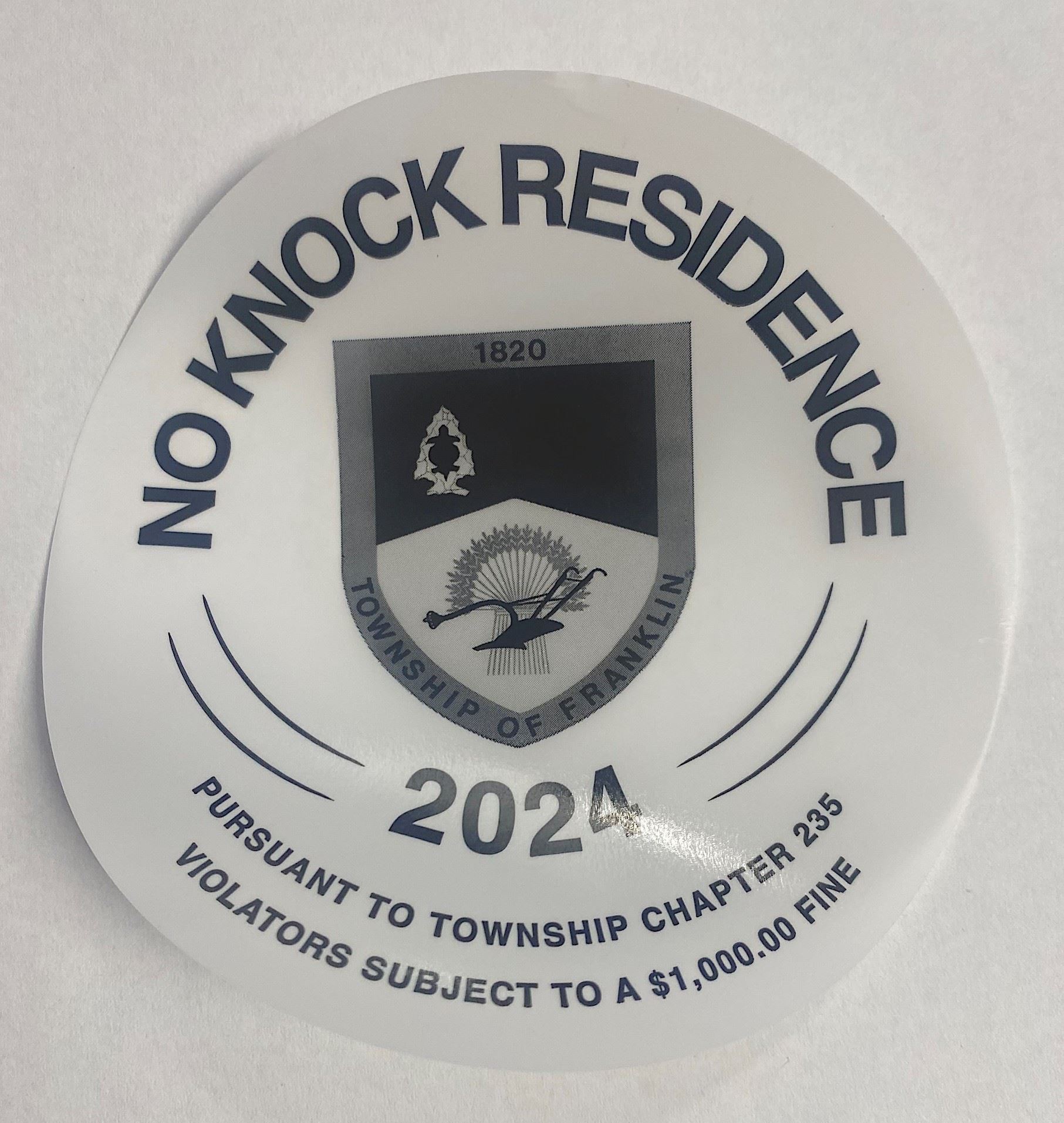 No Knock-Solicitation Window Sticker