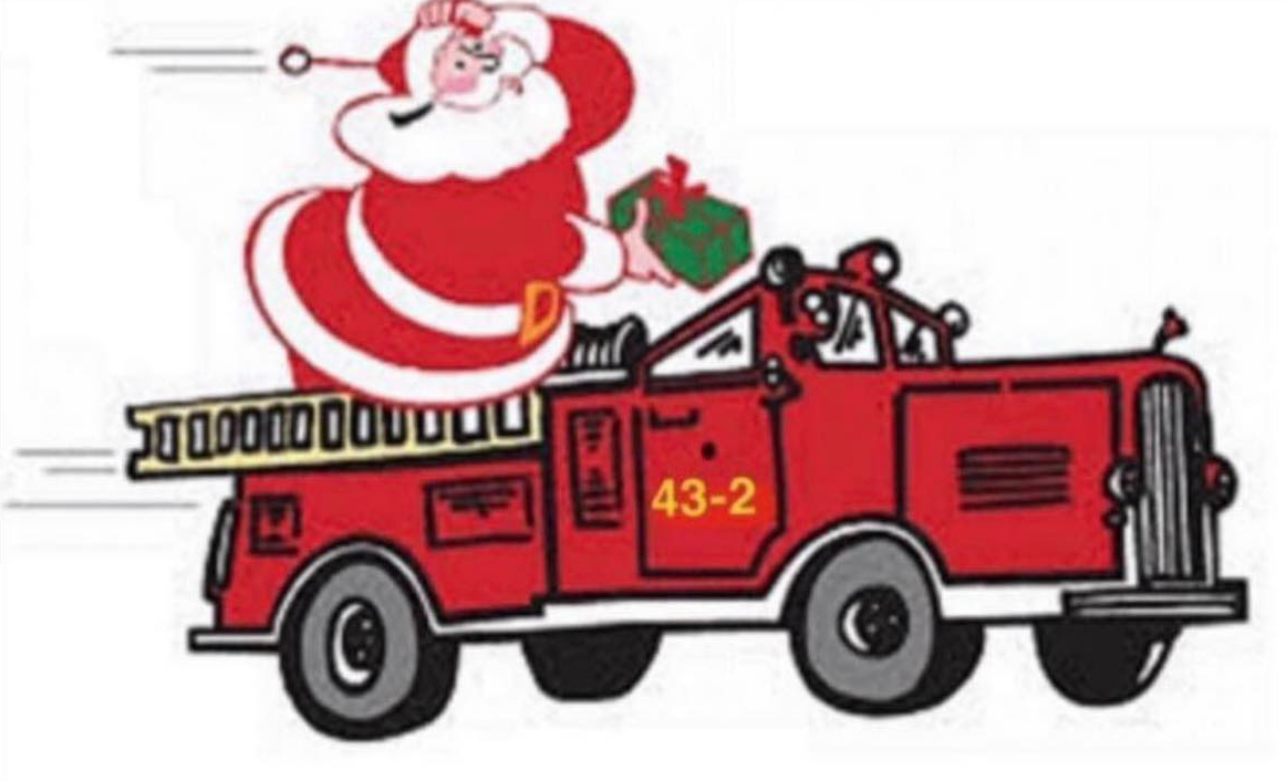 Illustration of Santa on Janvier Fire Truck
