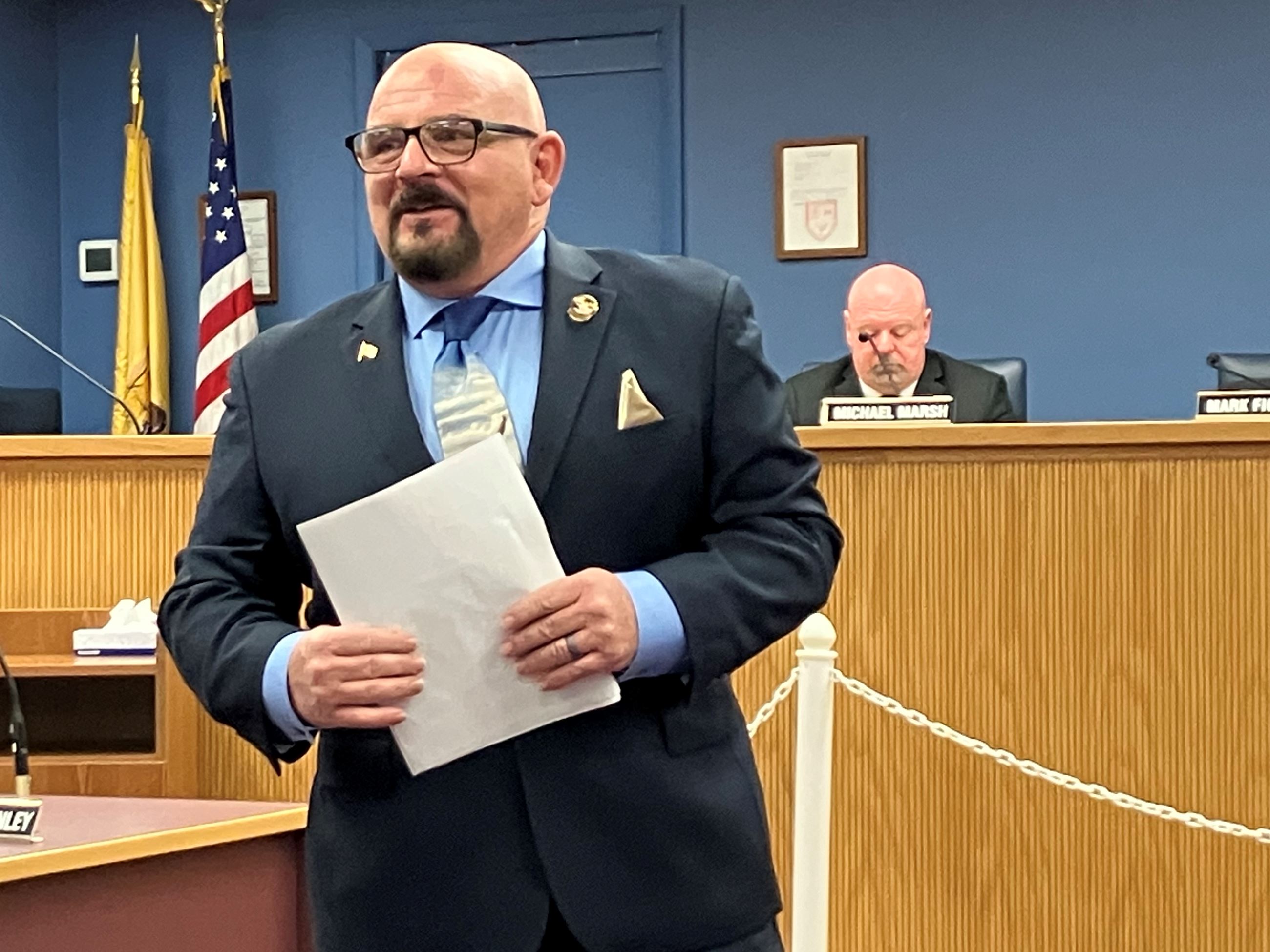 Commissioner Nick DeSilvio giving remarks at Reorganization Meeting