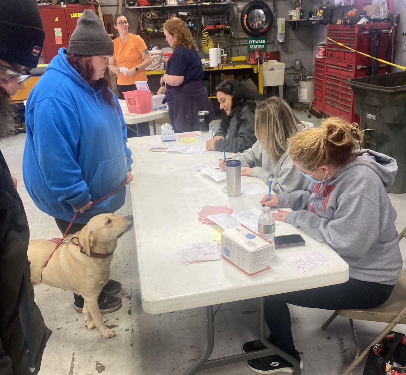 People registering for rabies shots