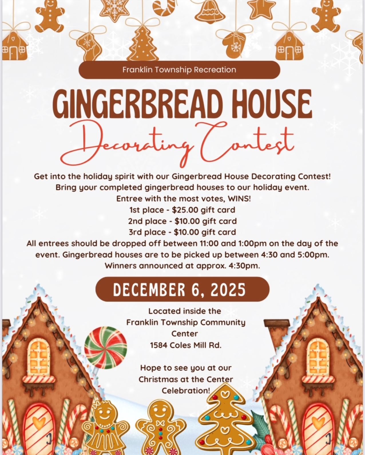Gingerbread House Contest Flier 2025