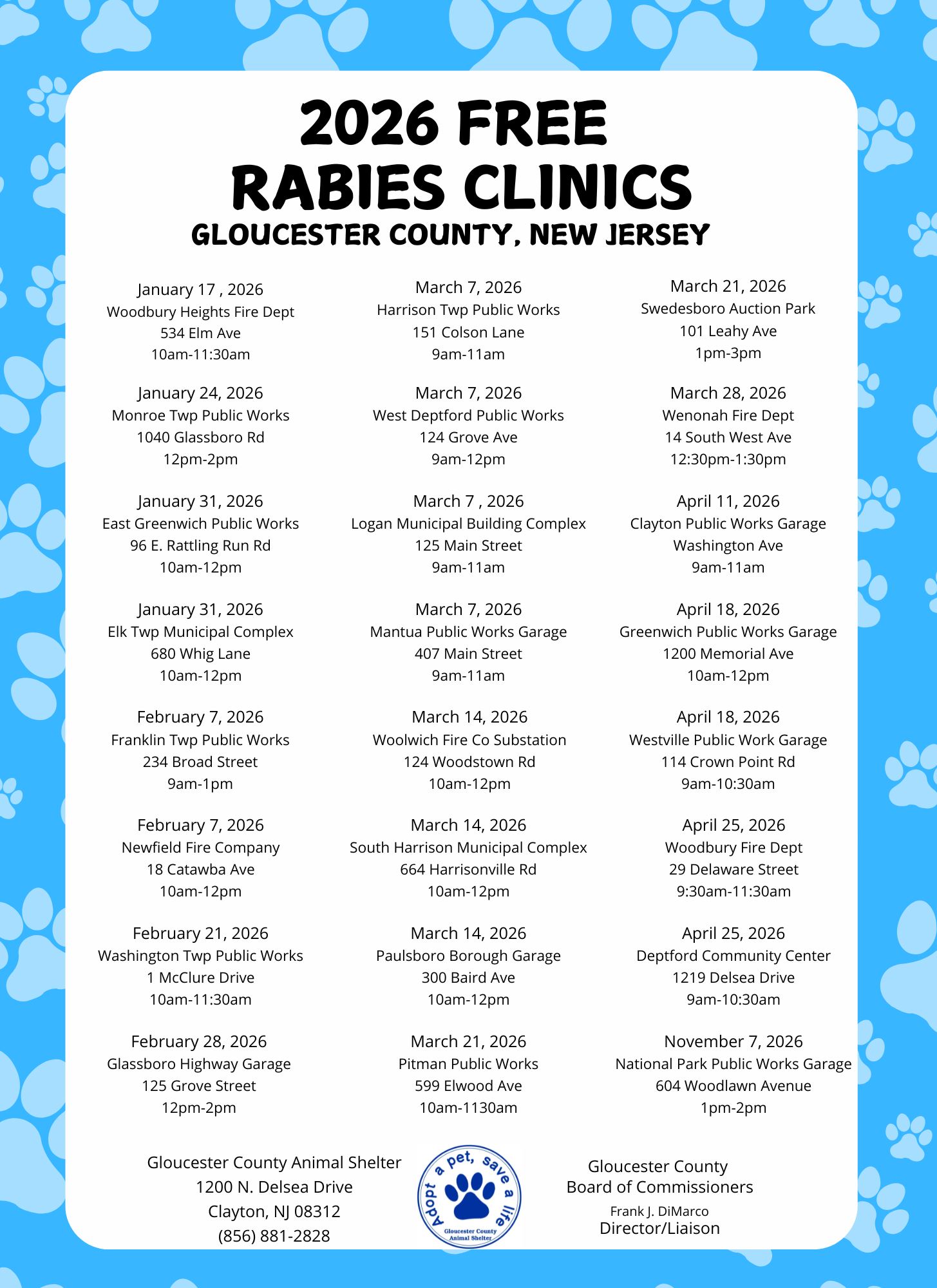 2026 Free Rabies Clinics Gloucester County