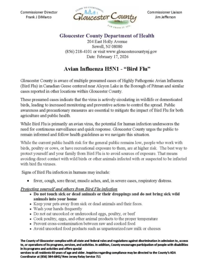 County Bird Flu Notice Page 1
